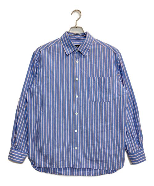 A.P.C.（アーペーセー）A.P.C. (アーペーセー) MALO SHIRT / ストライプシャツ ブルー×レッド サイズ:XSの古着・服飾アイテム