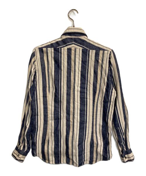 NIGEL CABOURN（ナイジェルケーボン）NIGEL CABOURN (ナイジェルケーボン) ストライプリネンシャツ アイボリー×ネイビー サイズ:46の古着・服飾アイテム