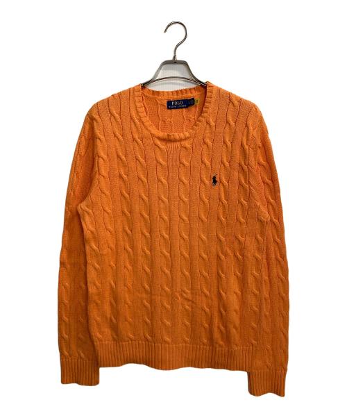 POLO RALPH LAUREN（ポロ・ラルフローレン）POLO RALPH LAUREN (ポロ・ラルフローレン) LS CBL CN PP-LONG SLEEVE-SWEATER / ケーブルニット オレンジ サイズ:Sの古着・服飾アイテム