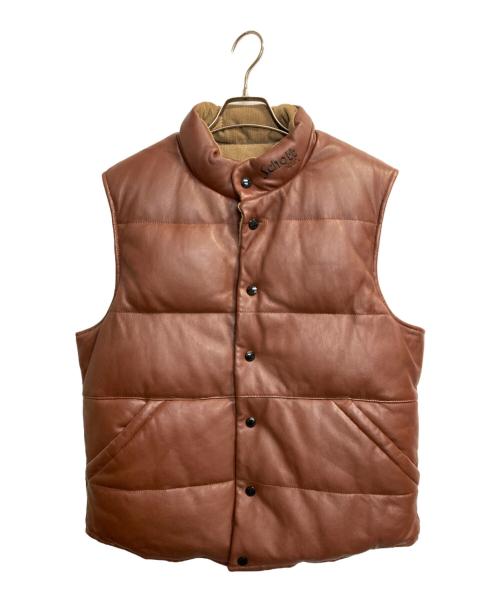 Schott（ショット）Schott (ショット) ラムレザーリバーシブルダウンベスト ブラウン サイズ:XLの古着・服飾アイテム