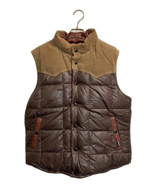 Schott（ショット）Schott (ショット) ラムレザーリバーシブルダウンベスト ブラウン サイズ:XLの古着・服飾アイテム