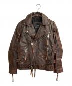 FORTIMEフォータイム）の古着「レザーダブルライダースジャケット」｜ブラウン