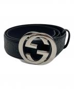 GUCCIグッチ）の古着「インターロッキングG バックル付き ベルト」｜ブラック
