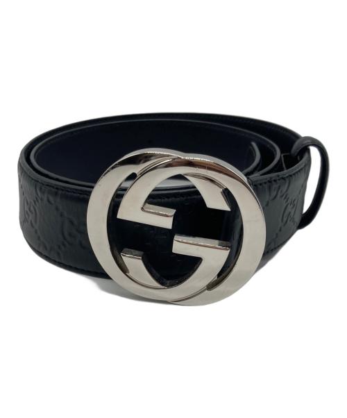 GUCCI（グッチ）GUCCI (グッチ) インターロッキングG バックル付き ベルト ブラックの古着・服飾アイテム