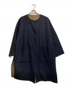ADOREアドーア）の古着「2TONEリバーラウンドネックコート」｜ネイビー×ブラウン