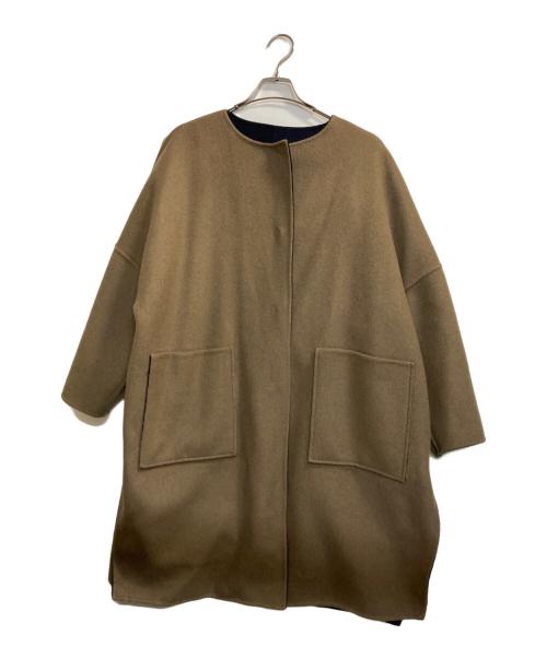 ADORE（アドーア）ADORE (アドーア) 2TONEリバーラウンドネックコート ネイビー×ブラウン サイズ:36の古着・服飾アイテム