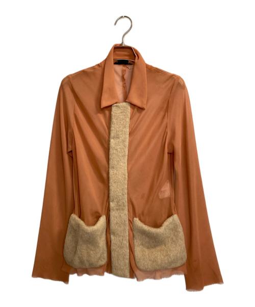 COMME des GARCONS（コムデギャルソン）COMME des GARCONS (コムデギャルソン) ウール切替カットオフシアーシャツ ピンク サイズ:Ｌの古着・服飾アイテム