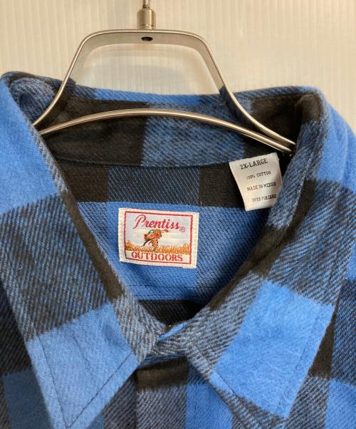 Prentiss（プレンティス）Prentiss (プレンティス) チェックヘビーネルシャツ ブルー×ブラック サイズ:2XLの古着・服飾アイテム