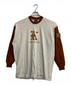 KARL KANIカールカナイ）の古着「ロゴプレート長袖カットソー ロンT」｜グレー×ブラウン