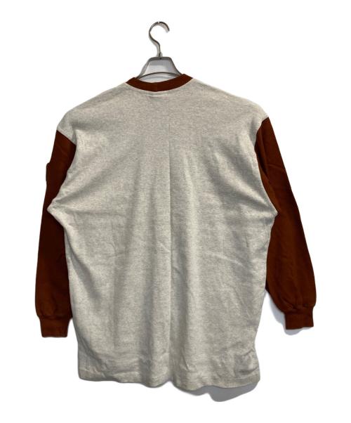 KARL KANI（カールカナイ）KARL KANI (カールカナイ) ロゴプレート長袖カットソー ロンT グレー×ブラウン サイズ:LLの古着・服飾アイテム