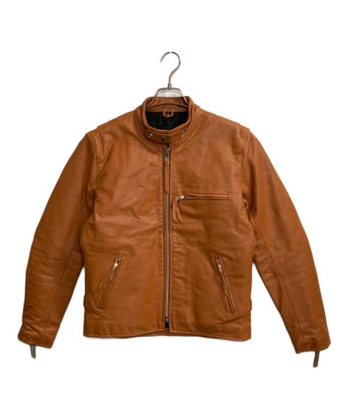 FREEDOM（フリーダム）freedom (フリーダム) バッファローレザーシングルライダースジャケット ブラウン サイズ:38の古着・服飾アイテム