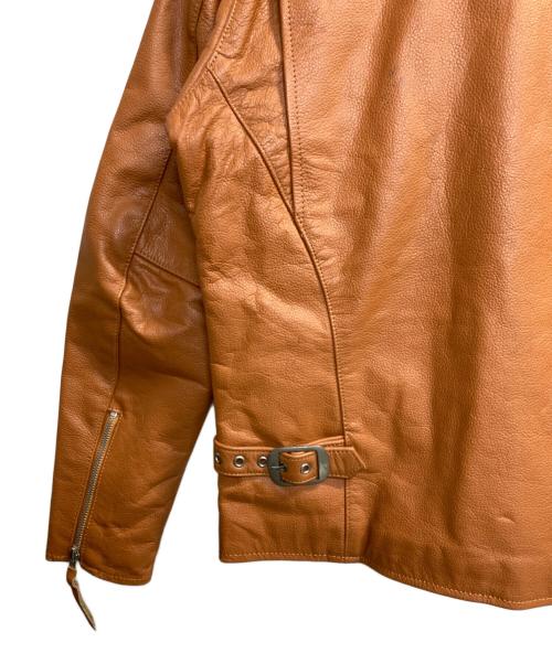 FREEDOM（フリーダム）freedom (フリーダム) バッファローレザーシングルライダースジャケット ブラウン サイズ:38の古着・服飾アイテム