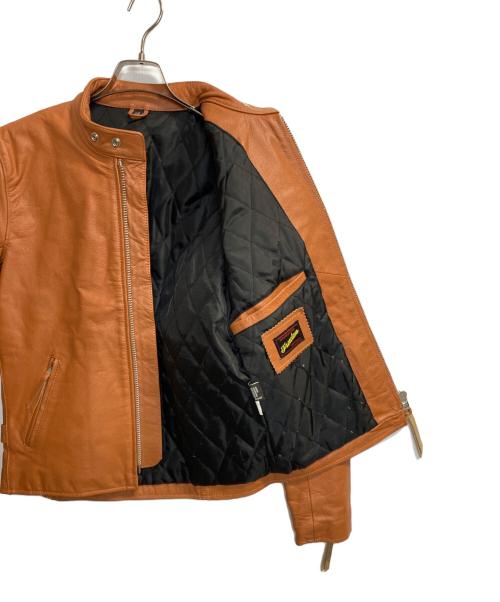 FREEDOM（フリーダム）freedom (フリーダム) バッファローレザーシングルライダースジャケット ブラウン サイズ:38の古着・服飾アイテム