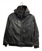 Liugoo Leathersリューグーレザーズ）の古着「フード付ラムレザージャケット」｜ブラック