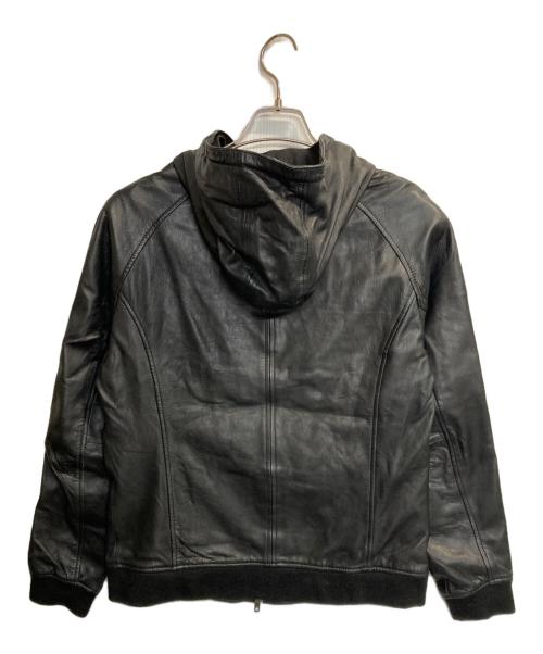 Liugoo Leathers（リューグーレザーズ）LIUGOO LEATHERS (リューグーレザーズ) フード付ラムレザージャケット ブラック サイズ:Mの古着・服飾アイテム
