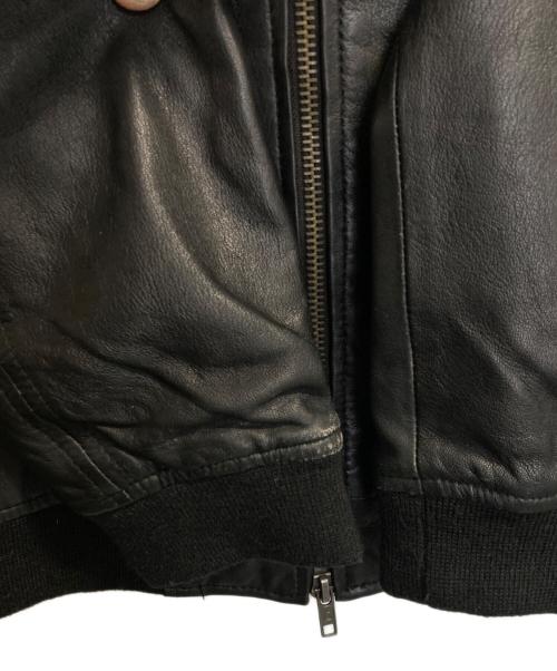 Liugoo Leathers（リューグーレザーズ）LIUGOO LEATHERS (リューグーレザーズ) フード付ラムレザージャケット ブラック サイズ:Mの古着・服飾アイテム