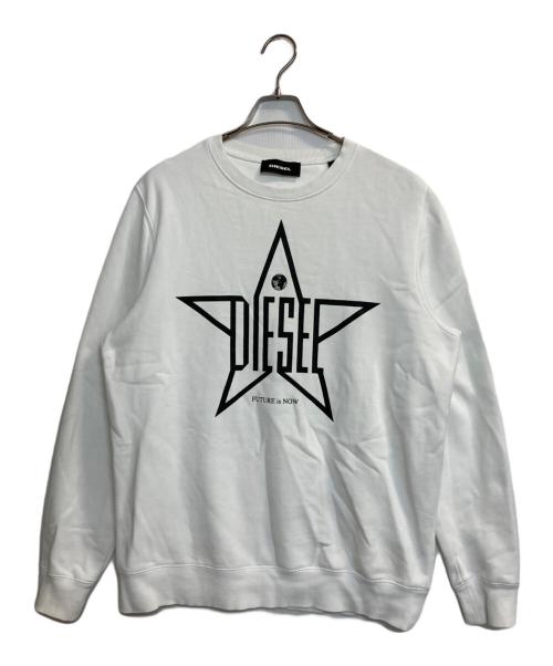 DIESEL（ディーゼル）DIESEL (ディーゼル) FUTURE is NOW スタープリントスウェット ホワイト サイズ:Lの古着・服飾アイテム