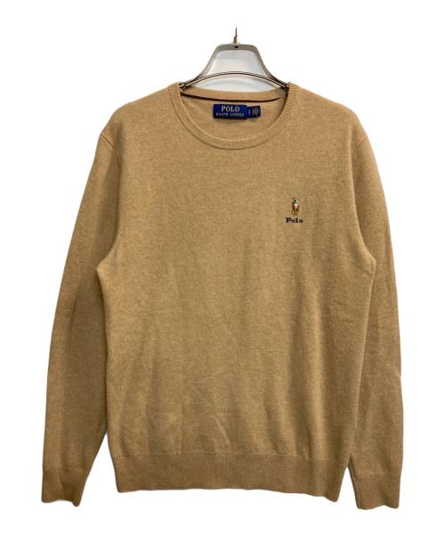 POLO RALPH LAUREN（ポロ・ラルフローレン）POLO RALPH LAUREN (ポロ・ラルフローレン) ポニー刺繍ウールニット ベージュ サイズ:Sの古着・服飾アイテム
