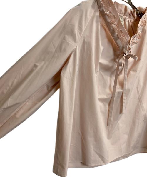 UNITED ARROWS TOKYO（ユナイテッドアローズトウキョウ）UNITED ARROWS TOKYO (ユナイテッドアローズトウキョウ) オーガンジーフリルリボンブラウス ピンクベージュ サイズ:-の古着・服飾アイテム