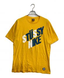 stussy×NIKE（ステューシー×ナイキ）の古着「ダブルロゴプリントTシャツ」｜イエロー