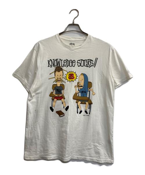 stussy（ステューシー）stussy (ステューシー) BEAVIS and BUTT-HEAD (ビーバス・アンド・バットヘッド) コラボプリントTシャツ ホワイト サイズ:ＬＬの古着・服飾アイテム