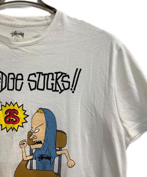 stussy（ステューシー）stussy (ステューシー) BEAVIS and BUTT-HEAD (ビーバス・アンド・バットヘッド) コラボプリントTシャツ ホワイト サイズ:ＬＬの古着・服飾アイテム