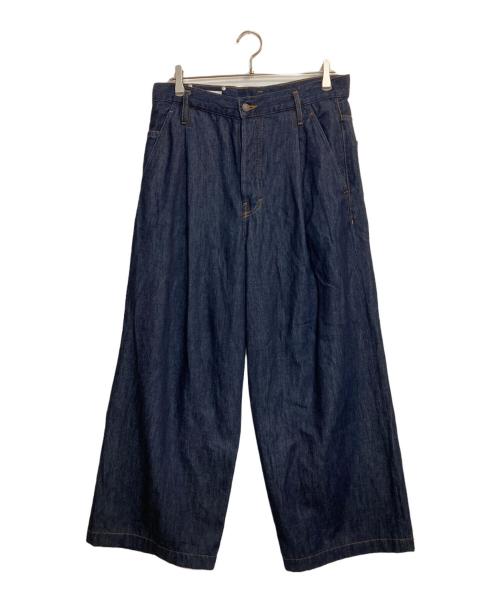 DRIES VAN NOTEN（ドリスヴァンノッテン）DRIES VAN NOTEN (ドリスヴァンノッテン) タックデニムワイドパンツ インディゴ サイズ:32の古着・服飾アイテム