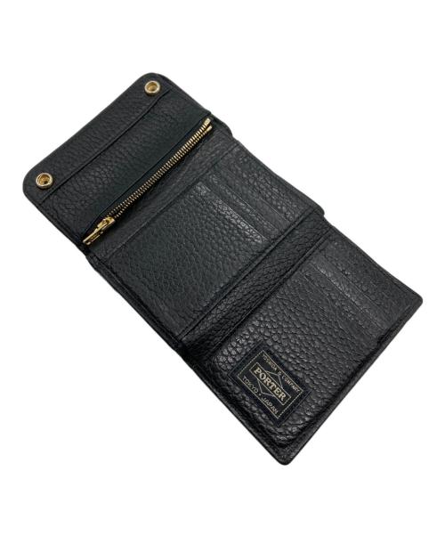 PORTER（ポーター）PORTER (ポーター) 5525gallery (ゴーゴーニーゴーギャラリー) レザー3つ折り財布 ブラックの古着・服飾アイテム