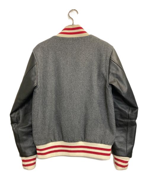 Champion（チャンピオン）Champion (チャンピオン) ランタグ復刻レザースリーブスタジャン ブラック×グレー サイズ:Lの古着・服飾アイテム