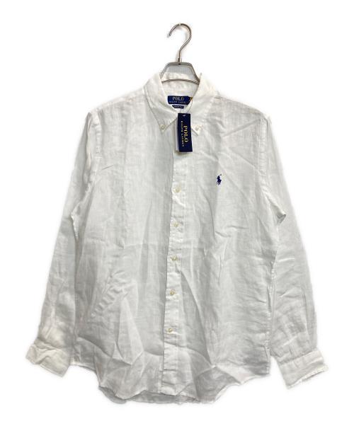POLO RALPH LAUREN（ポロ・ラルフローレン）POLO RALPH LAUREN (ポロ・ラルフローレン) リネンボタンダウンシャツ ホワイト サイズ:Mの古着・服飾アイテム