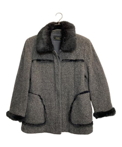 Leilian（レリアン）LEILIAN (レリアン) ファー付ジャケット グレー サイズ:13+　SIZEの古着・服飾アイテム