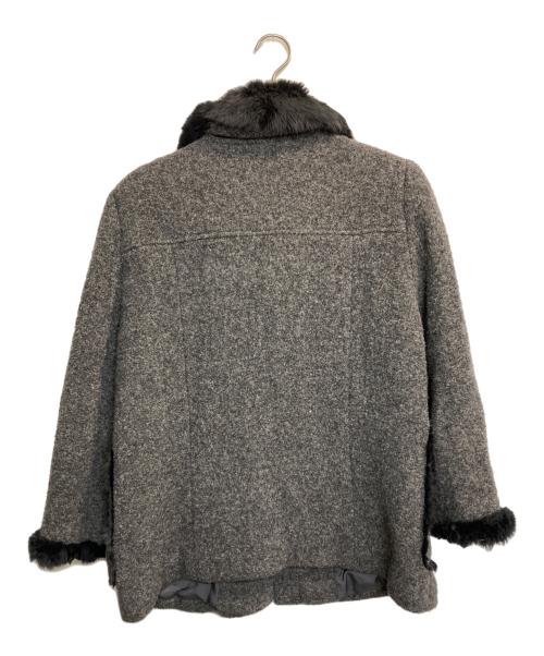 Leilian（レリアン）LEILIAN (レリアン) ファー付ジャケット グレー サイズ:13+　SIZEの古着・服飾アイテム