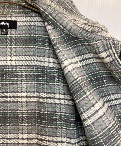 stussy（ステューシー）stussy (ステューシー) BEACH PLAID SHIRT/チェックシャツ グリーン×グレー サイズ:Sの古着・服飾アイテム