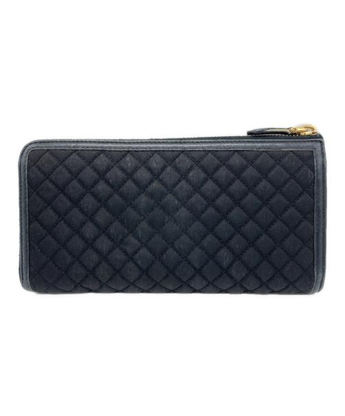 PRADA（プラダ）PRADA (プラダ) キルティングL字ファスナーウォレット ブラックの古着・服飾アイテム