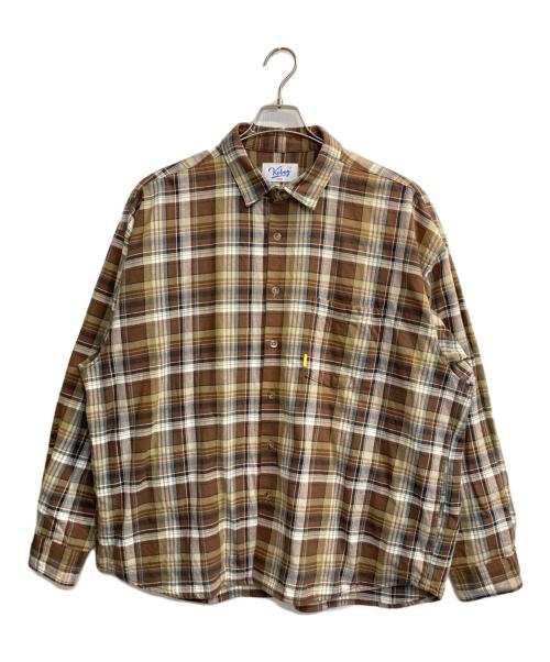 KEBOZ（ケボズ）KEBOZ (ケボズ) チェックシャツ ブラウン×ホワイト サイズ:Lの古着・服飾アイテム