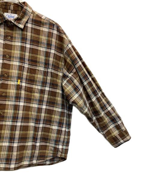 KEBOZ（ケボズ）KEBOZ (ケボズ) チェックシャツ ブラウン×ホワイト サイズ:Lの古着・服飾アイテム
