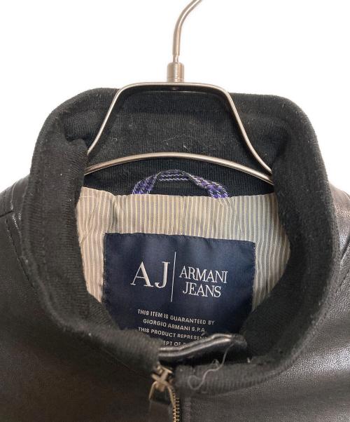 ARMANI JEANS（アルマーニジーンズ）ARMANI JEANS (アルマーニジーンズ) ニット切替レザージャケット ブラック サイズ:Lの古着・服飾アイテム