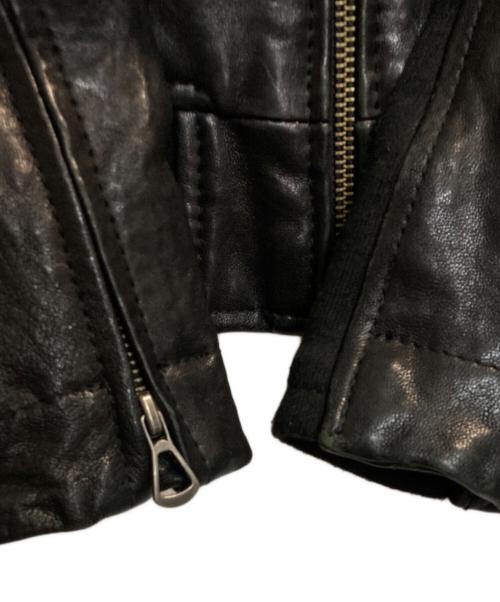 ARMANI JEANS（アルマーニジーンズ）ARMANI JEANS (アルマーニジーンズ) ニット切替レザージャケット ブラック サイズ:Lの古着・服飾アイテム