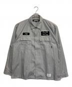 NEIGHBORHOODネイバーフッド）の古着「23AW STRIPE WORK SHIRT / ストライプワークシャツ」｜ホワイト×ブラック