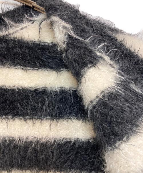 DRAWER（ドゥロワー）Drawer (ドゥロワー) ボーダーシャギーカーディガン ブラック×ホワイト サイズ:1の古着・服飾アイテム