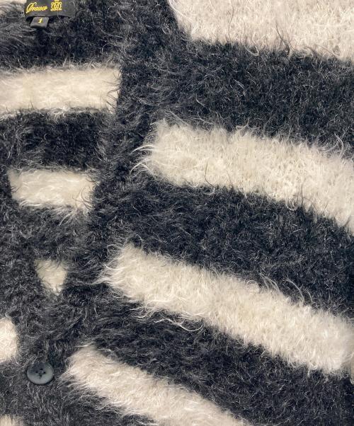 DRAWER（ドゥロワー）Drawer (ドゥロワー) ボーダーシャギーカーディガン ブラック×ホワイト サイズ:1の古着・服飾アイテム