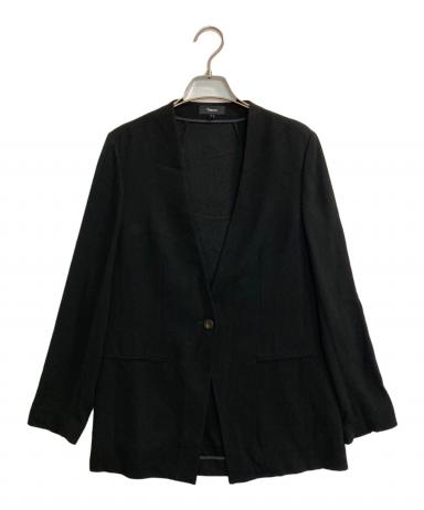 ジャケット・アウター 24ss Theory women Powder Crepe Casual BL 中古・古着通販】theory (セオリー) Powder Crepe CL Collarless JK