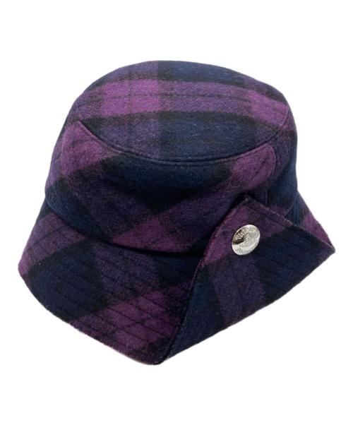 Vivienne Westwood（ヴィヴィアンウエストウッド）Vivienne Westwood (ヴィヴィアンウエストウッド) オーブボタンチェックハット パープルの古着・服飾アイテム