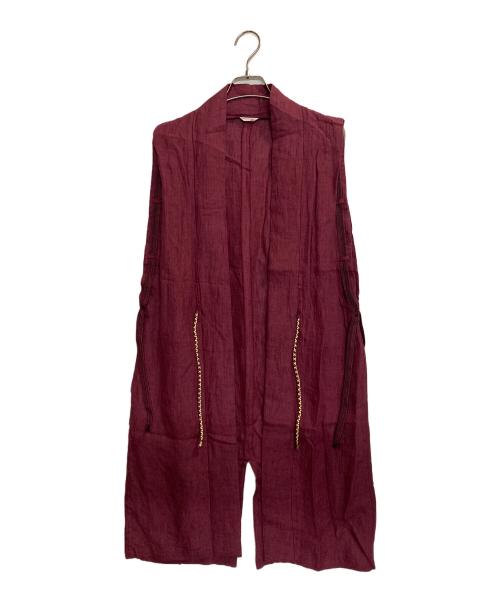 SOU・SOU（ソウソウ）SOU・SOU (ソウソウ) リネンロングベスト ボルドー サイズ:Sの古着・服飾アイテム