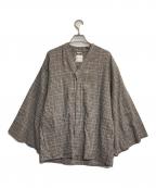 SOU・SOUソウソウ）の古着「グレンチェックリネンカーディガン」｜グレー