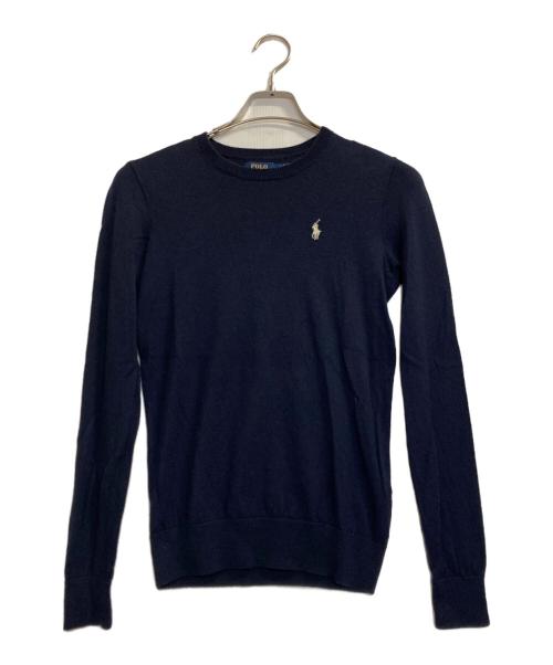 POLO RALPH LAUREN（ポロ・ラルフローレン）POLO RALPH LAUREN (ポロ・ラルフローレン) ワンポイントウールニット ネイビー サイズ:Ｍの古着・服飾アイテム