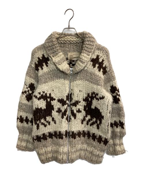 COWICHAN INDIAN（カウチンインディアン）COWICHAN INDIAN (カウチンインディアン) カウチンニットカーディガン アイボリー×ブラウン サイズ:-の古着・服飾アイテム