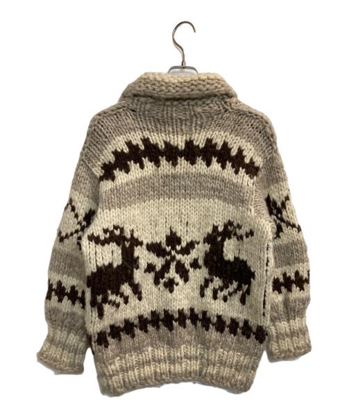COWICHAN INDIAN（カウチンインディアン）COWICHAN INDIAN (カウチンインディアン) カウチンニットカーディガン アイボリー×ブラウン サイズ:-の古着・服飾アイテム