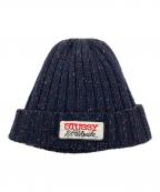stussyステューシー）の古着「ロゴワッペンニット帽」｜ネイビー
