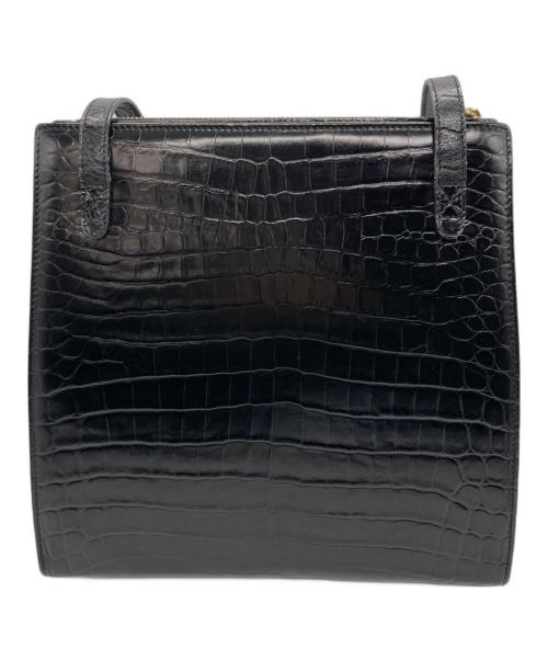 Salvatore Ferragamo（サルヴァトーレ フェラガモ）Salvatore Ferragamo (サルヴァトーレ フェラガモ) クロコ型押ガンチーニトートバッグ ブラックの古着・服飾アイテム